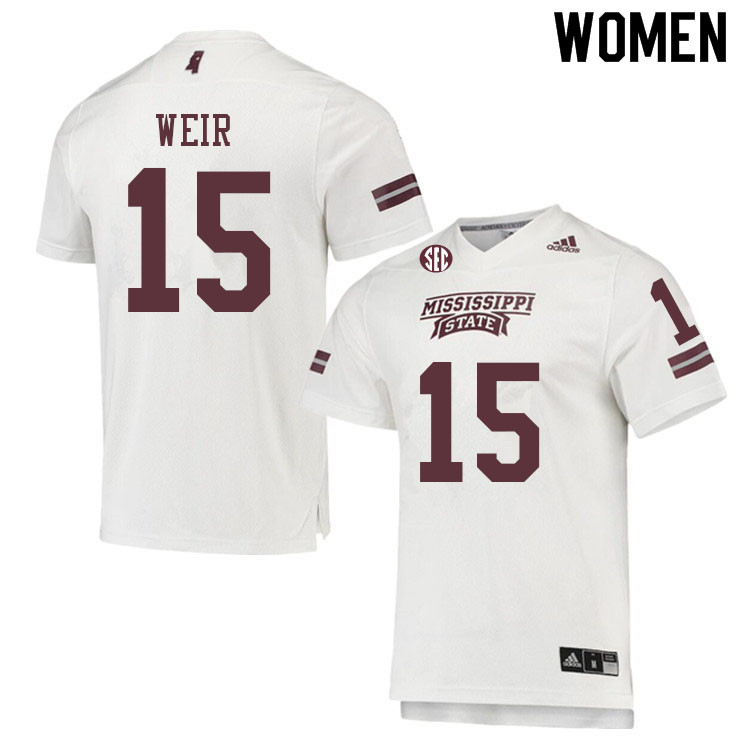 Women #15 Jake Weir Mississippi State Bulldogs College Football Jerseys Sale-White